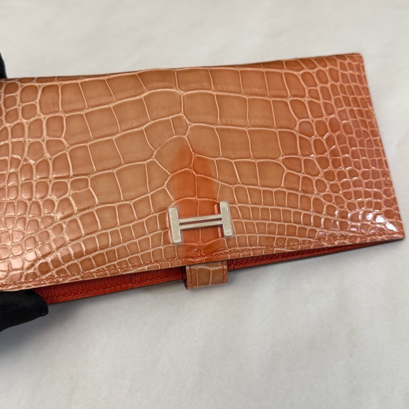 愛馬仕Hermes鰐魚皮bearn系列錢夾長錢包-3