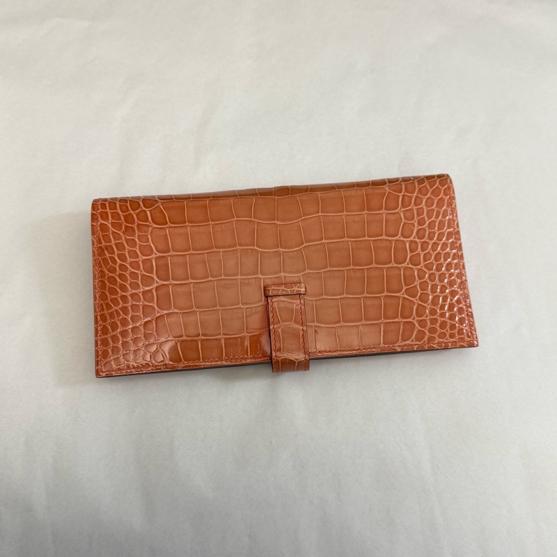 愛馬仕Hermes鰐魚皮bearn系列錢夾長錢包-10