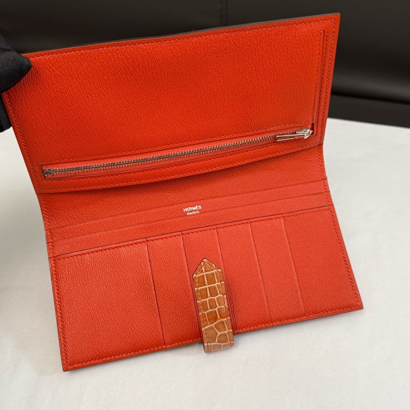 愛馬仕Hermes鰐魚皮bearn系列錢夾長錢包-16