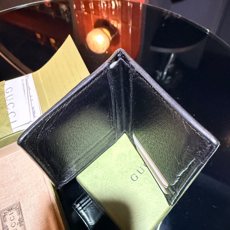 GUCCI 760212 DJ20T 1000二手雙G logo男夾 中夾 黑色-19
