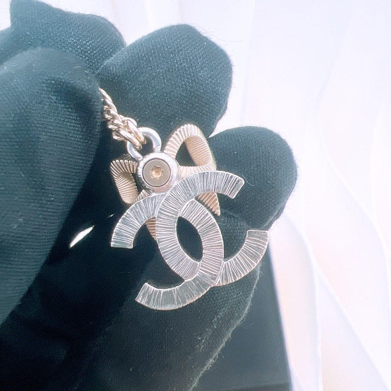 Chanel 24k 蝴蝶結雙C項鍊-2
