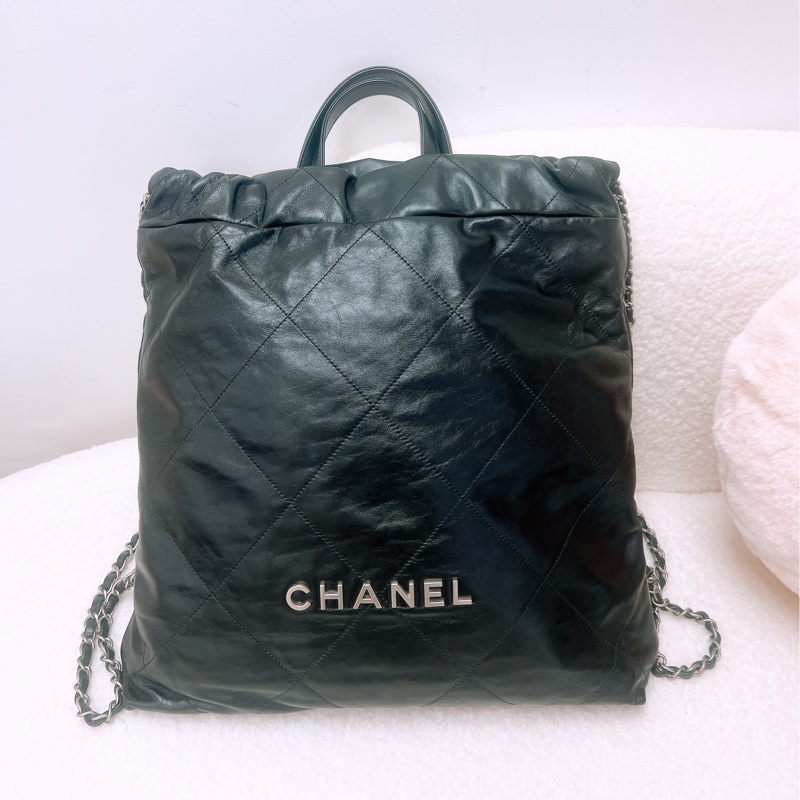 Chanel 22 黑銀雙肩包/背包-0
