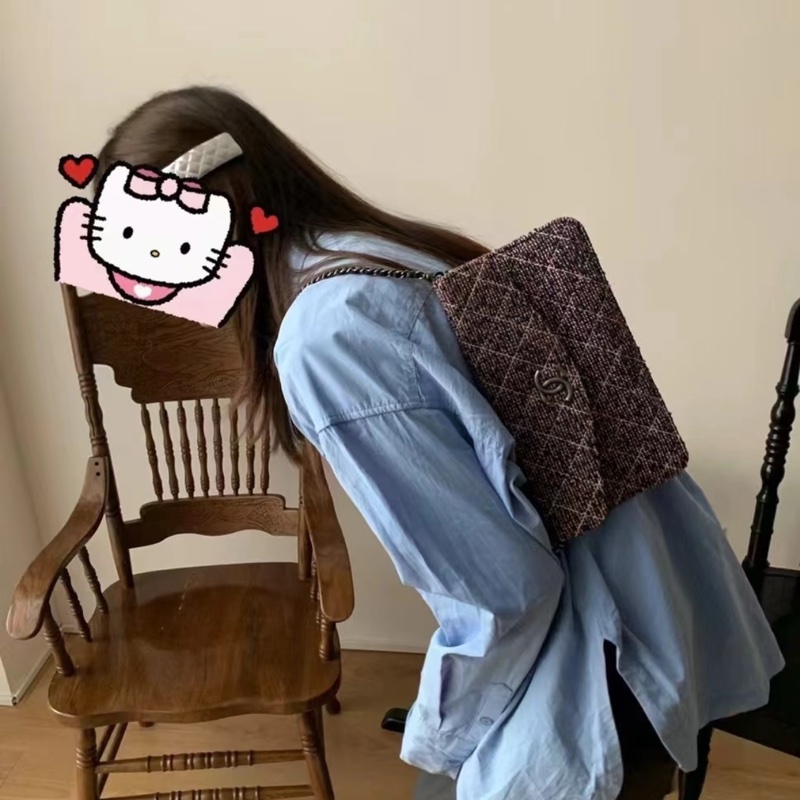 【一次擁有兩顆包❗️多功能用途✨ CP值極高😍】Chanel黑銀荔枝皮Tote 毛呢編織二合一-1