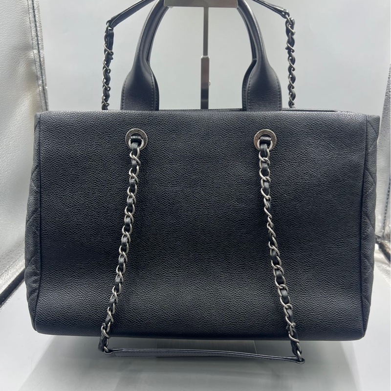 【一次擁有兩顆包❗️多功能用途✨ CP值極高😍】Chanel黑銀荔枝皮Tote 毛呢編織二合一-5