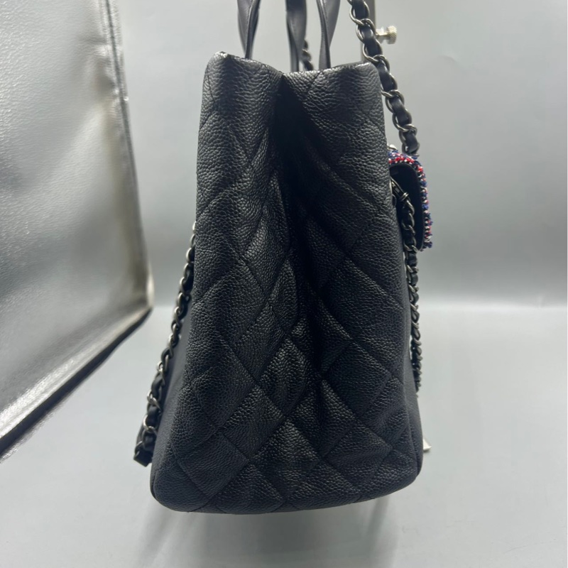 【一次擁有兩顆包❗️多功能用途✨ CP值極高😍】Chanel黑銀荔枝皮Tote 毛呢編織二合一-6