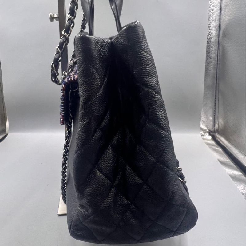 【一次擁有兩顆包❗️多功能用途✨ CP值極高😍】Chanel黑銀荔枝皮Tote 毛呢編織二合一-7
