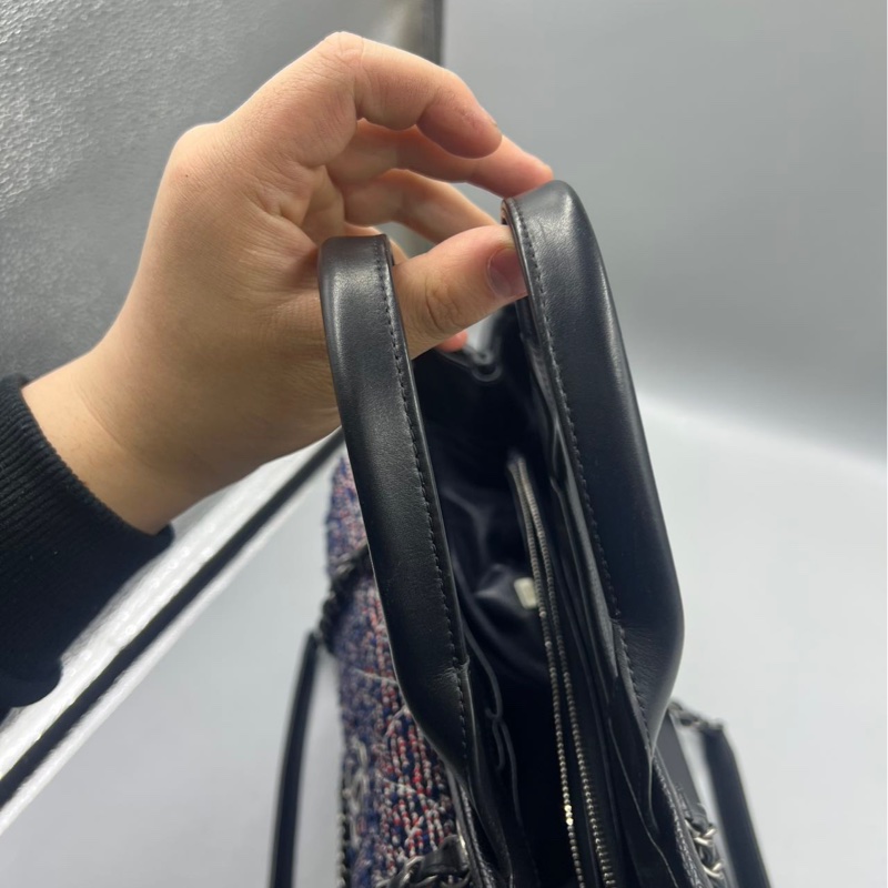 【一次擁有兩顆包❗️多功能用途✨ CP值極高😍】Chanel黑銀荔枝皮Tote 毛呢編織二合一-8