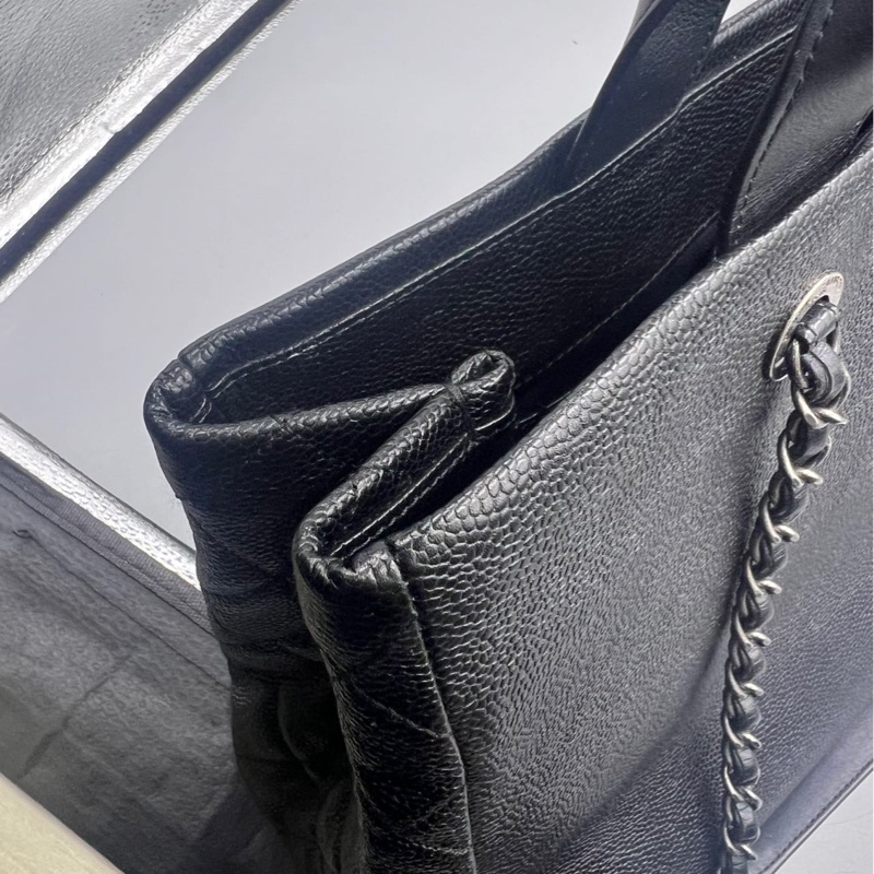 【一次擁有兩顆包❗️多功能用途✨ CP值極高😍】Chanel黑銀荔枝皮Tote 毛呢編織二合一-13