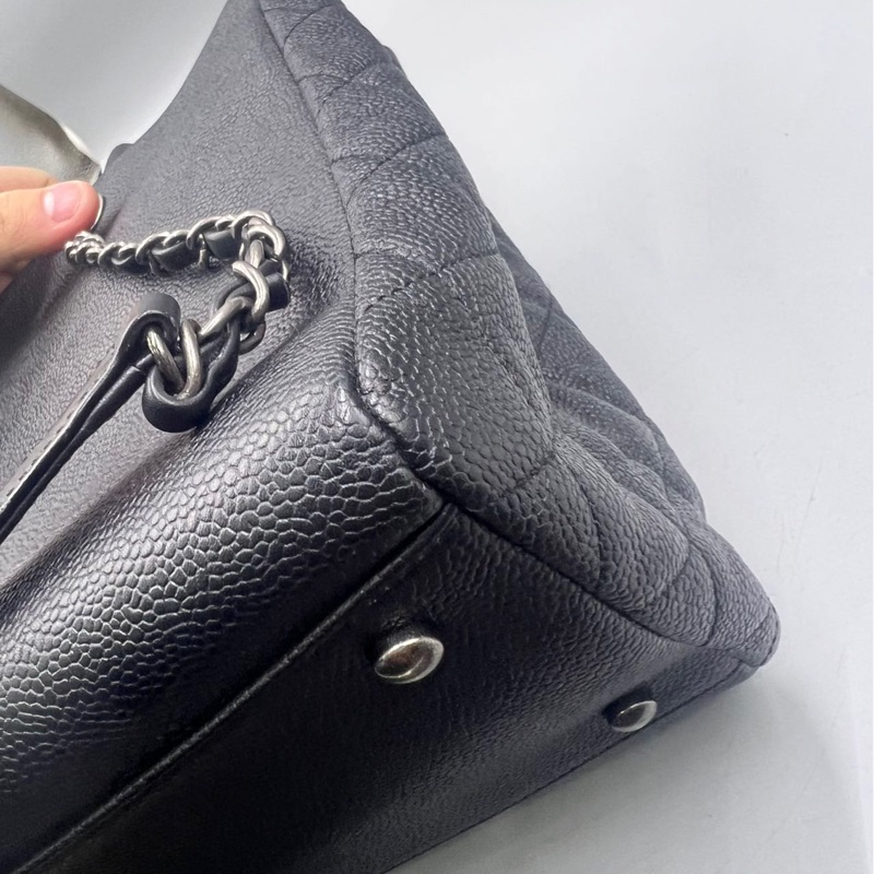 【一次擁有兩顆包❗️多功能用途✨ CP值極高😍】Chanel黑銀荔枝皮Tote 毛呢編織二合一-15
