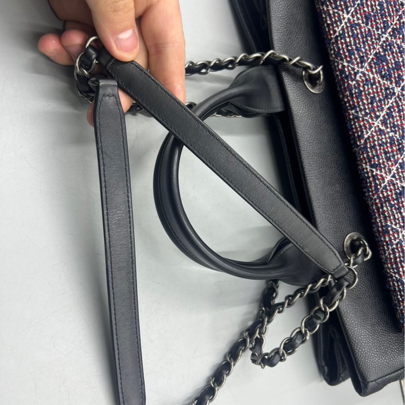 【一次擁有兩顆包❗️多功能用途✨ CP值極高😍】Chanel黑銀荔枝皮Tote 毛呢編織二合一-23