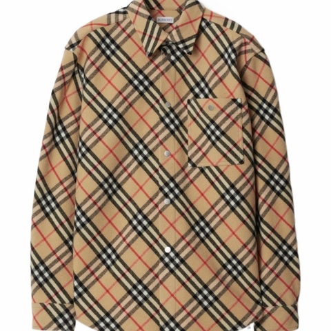 Burberry 男士 格紋羊毛襯衫XS S M L XL XXL碼模特身高188CM，穿著英國 M 碼