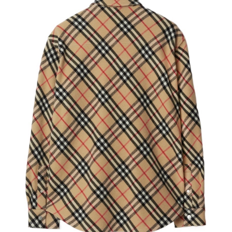 Burberry 男士 格紋羊毛襯衫XS S M L XL XXL碼模特身高188CM，穿著英國 M 碼-1
