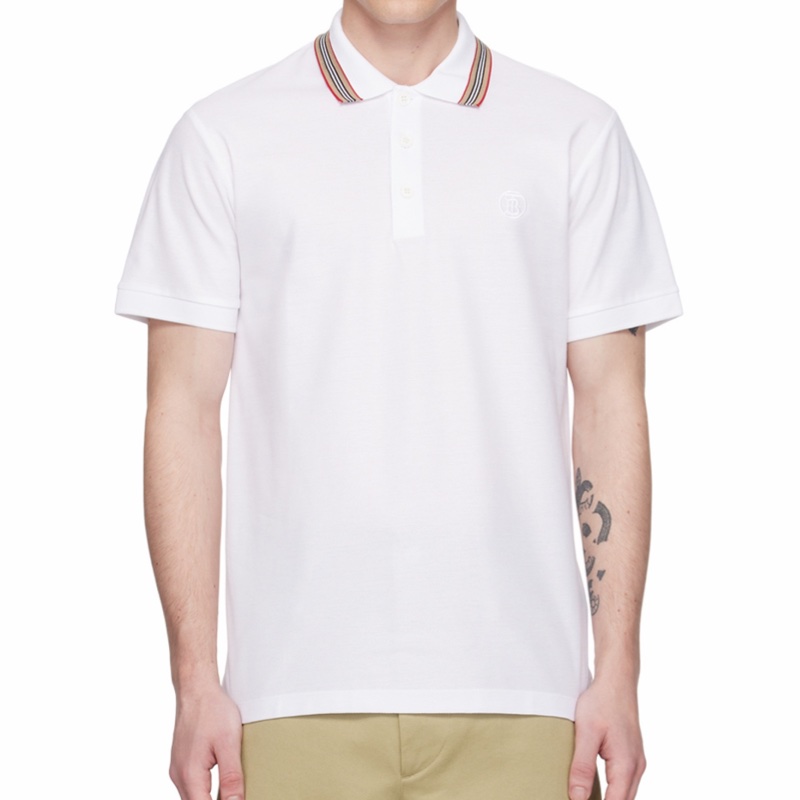 Burberry 男士 標誌性條紋衣領Polo衫XXXS XXS XS S M L XL XXL XXXL碼模特身高187CM,穿著L碼。-0