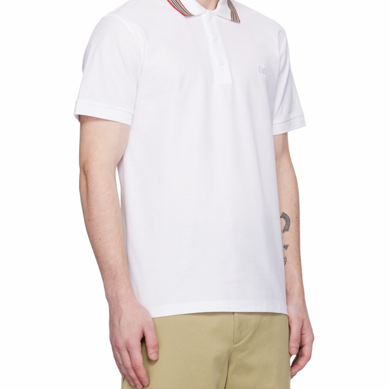 Burberry 男士 標誌性條紋衣領Polo衫XXXS XXS XS S M L XL XXL XXXL碼模特身高187CM,穿著L碼。-3