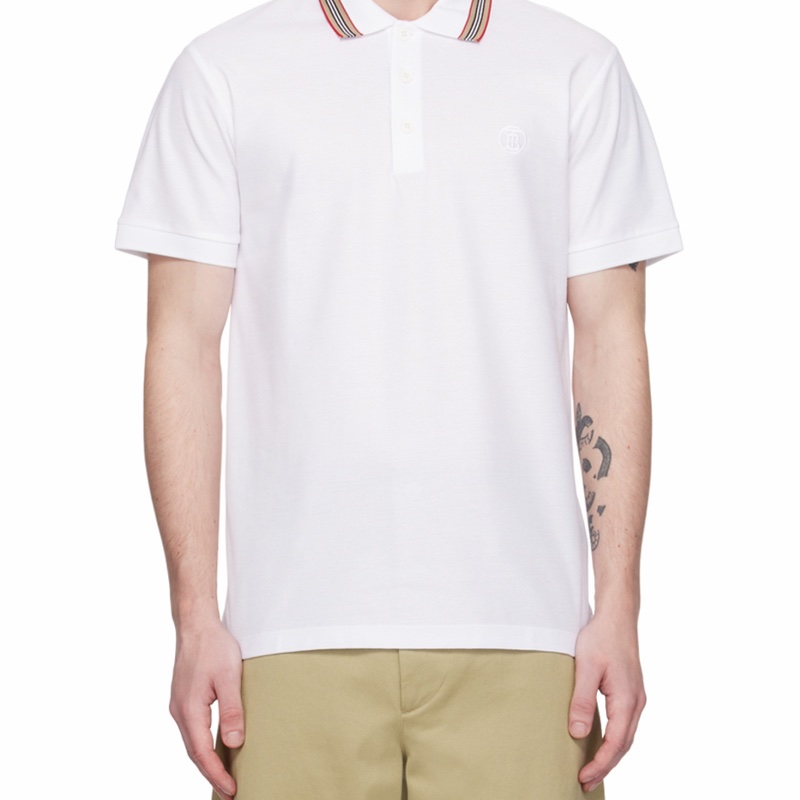 Burberry 男士 標誌性條紋衣領Polo衫XXXS XXS XS S M L XL XXL XXXL碼模特身高187CM,穿著L碼。-4
