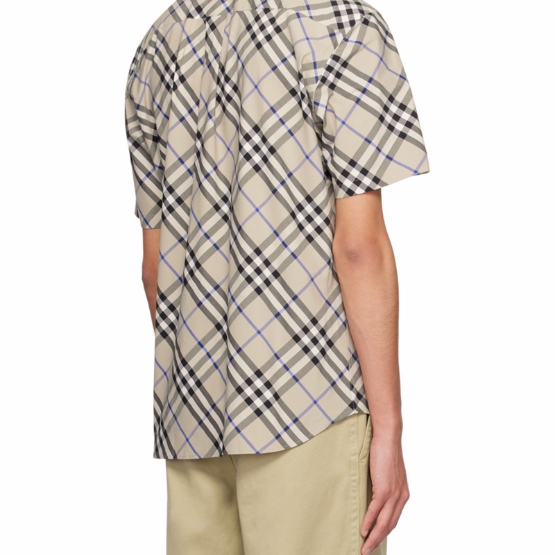 Burberry 男士 格紋棉質襯衫XS S M L XL碼模特身高 189CM,穿著UKL 碼-1