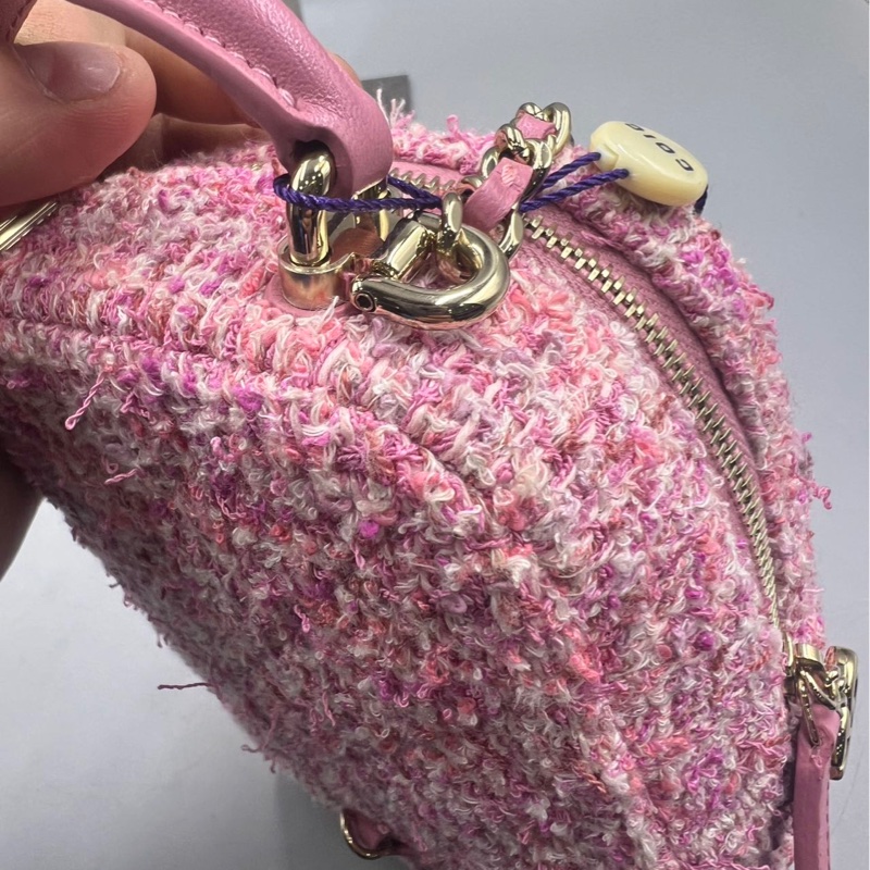 【少女心爆棚😍可愛小書包💖全網最低價】Chanel 粉色粗花呢 雙肩Mini迷你包 24P 芯片款-9