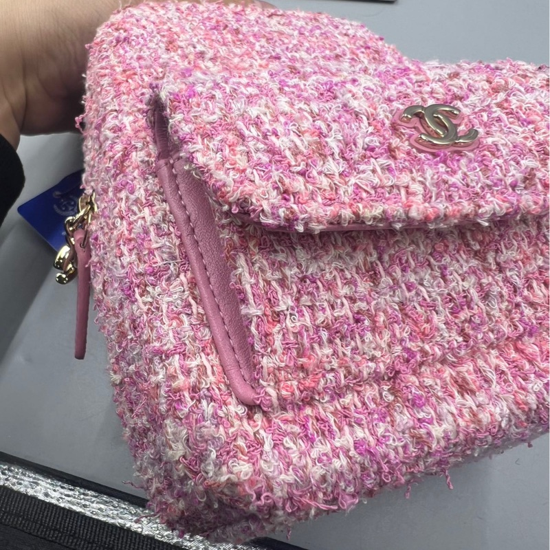 【少女心爆棚😍可愛小書包💖全網最低價】Chanel 粉色粗花呢 雙肩Mini迷你包 24P 芯片款-17