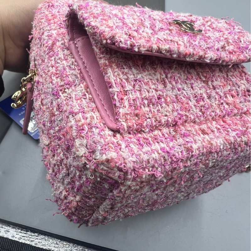【少女心爆棚😍可愛小書包💖全網最低價】Chanel 粉色粗花呢 雙肩Mini迷你包 24P 芯片款-18