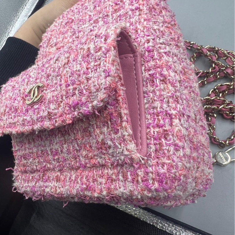 【少女心爆棚😍可愛小書包💖全網最低價】Chanel 粉色粗花呢 雙肩Mini迷你包 24P 芯片款-19
