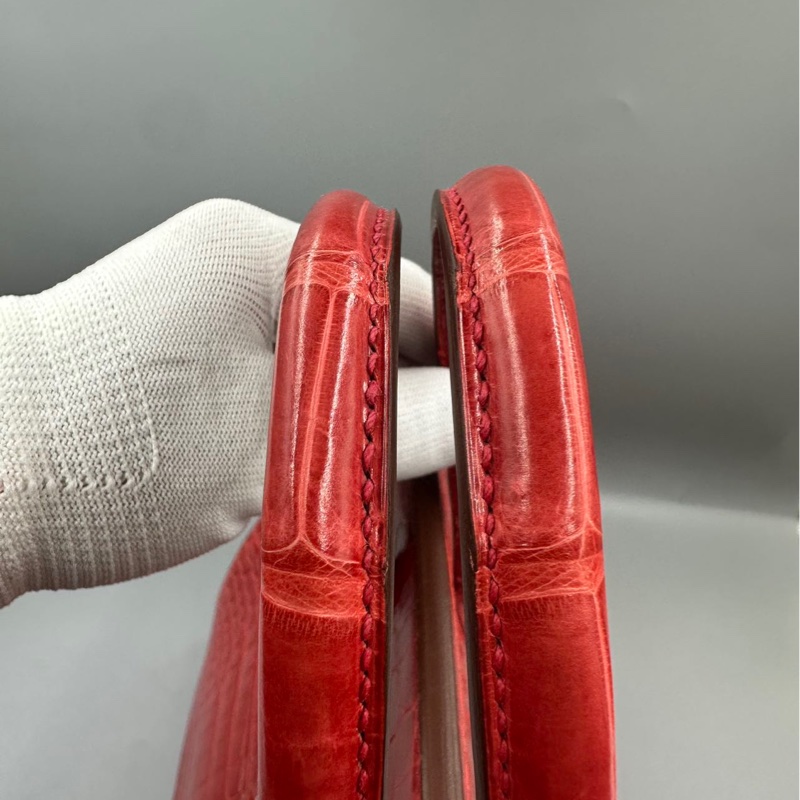 【貴氣逼人❤️適合高品味人士】Hermes Birkin 35 天葵紅 倒V亮面鰐魚皮 銀扣-18