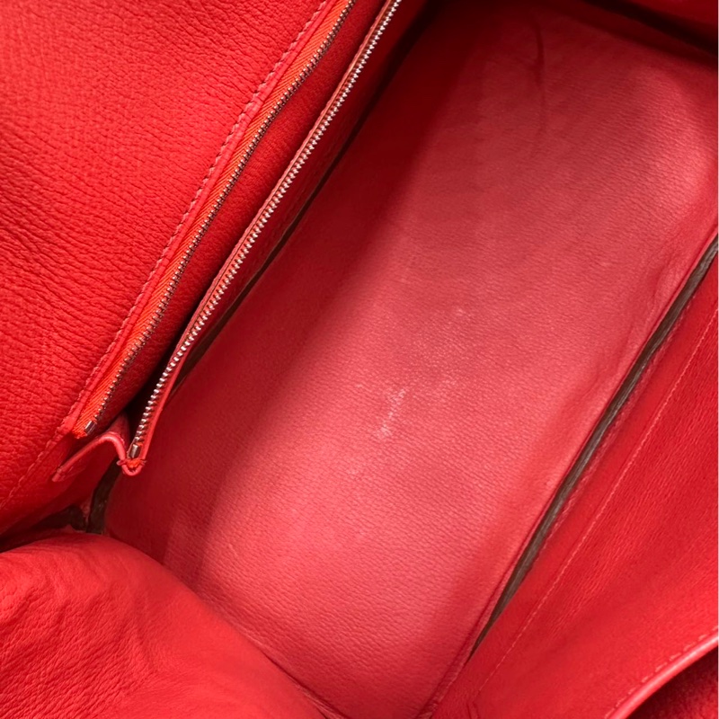 【貴氣逼人❤️適合高品味人士】Hermes Birkin 35 天葵紅 倒V亮面鰐魚皮 銀扣-27