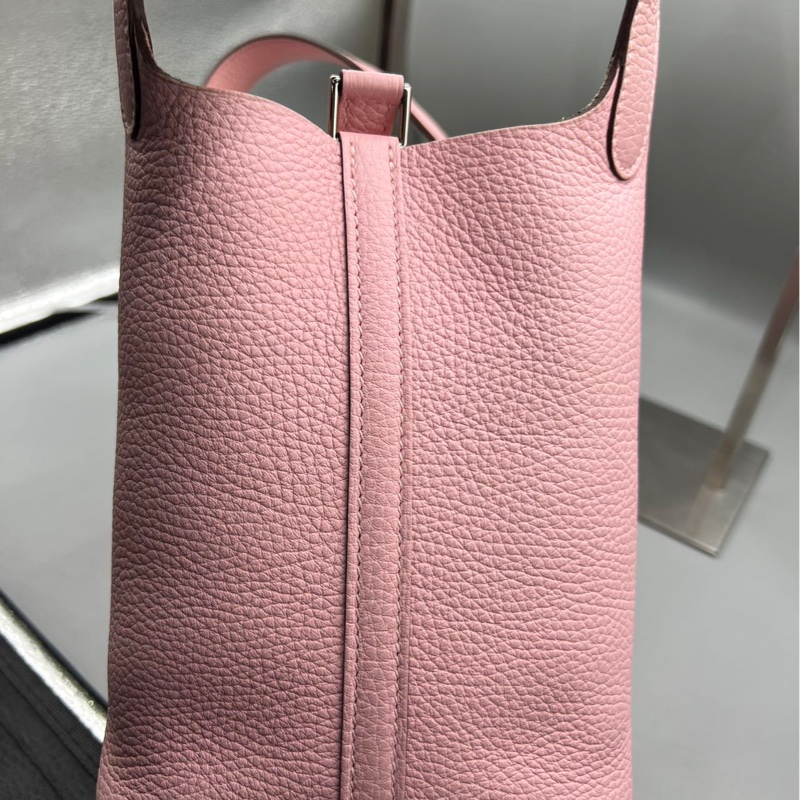 【溫柔粉嫩💖可甜可酷😎價錢優惠👍🏻】HERMES/愛馬仕 18 菜籃子櫻花粉銀扣 TC皮 -4