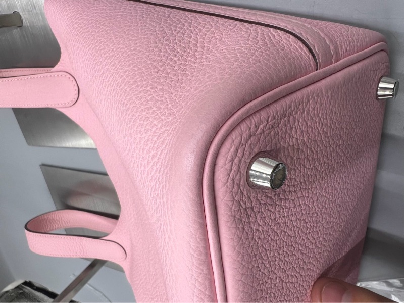 【溫柔粉嫩💖可甜可酷😎價錢優惠👍🏻】HERMES/愛馬仕 18 菜籃子櫻花粉銀扣 TC皮 -8