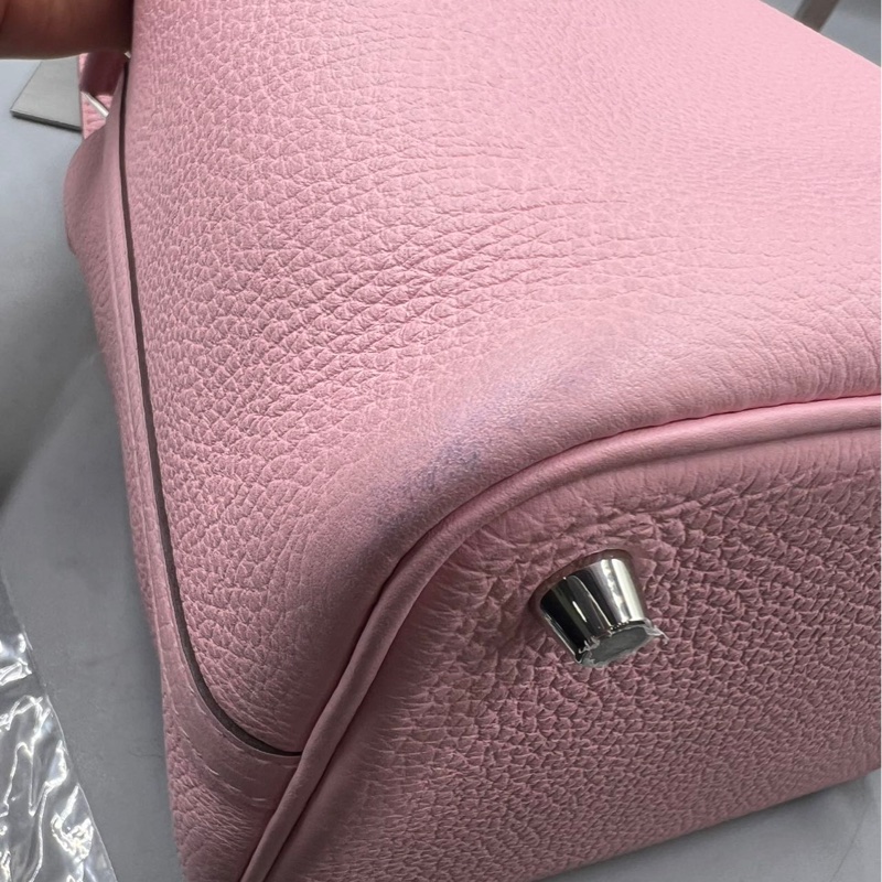 【溫柔粉嫩💖可甜可酷😎價錢優惠👍🏻】HERMES/愛馬仕 18 菜籃子櫻花粉銀扣 TC皮 -10