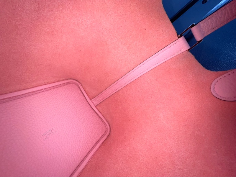 【溫柔粉嫩💖可甜可酷😎價錢優惠👍🏻】HERMES/愛馬仕 18 菜籃子櫻花粉銀扣 TC皮 -13