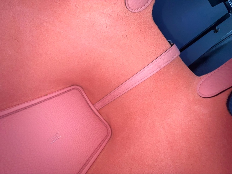 【溫柔粉嫩💖可甜可酷😎價錢優惠👍🏻】HERMES/愛馬仕 18 菜籃子櫻花粉銀扣 TC皮 -16