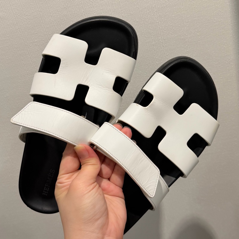 Hermes 愛馬仕 二舅拖鞋 白 38.5號-1