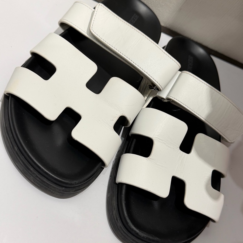 Hermes 愛馬仕 二舅拖鞋 白 38.5號-3