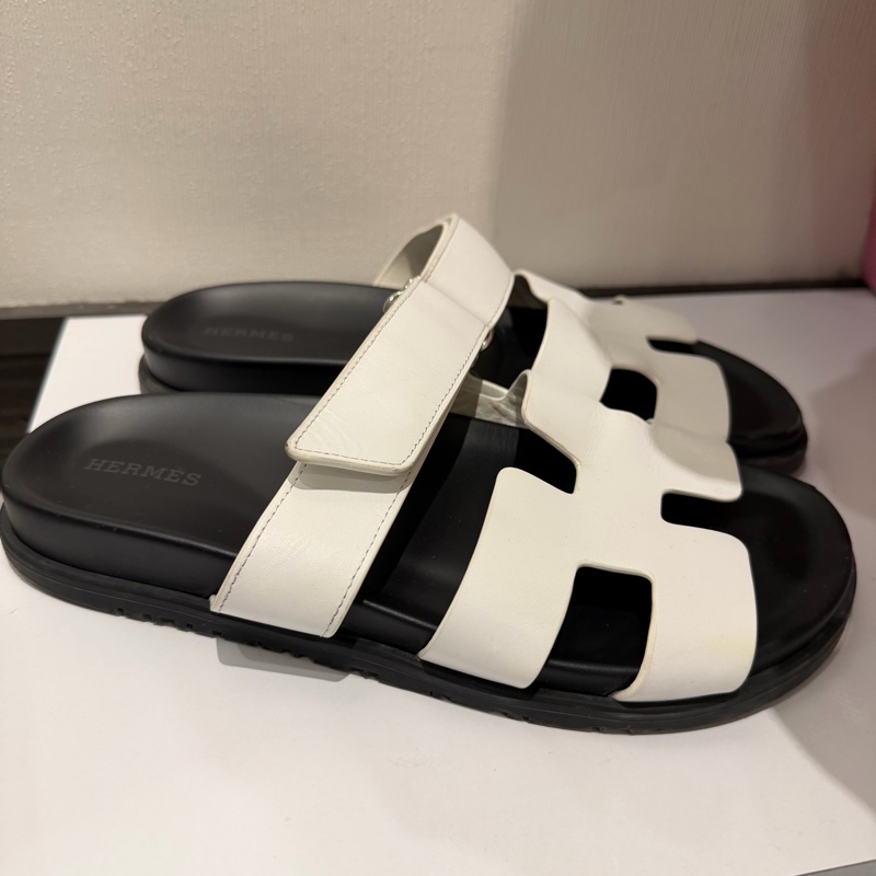 Hermes 愛馬仕 二舅拖鞋 白 38.5號-5