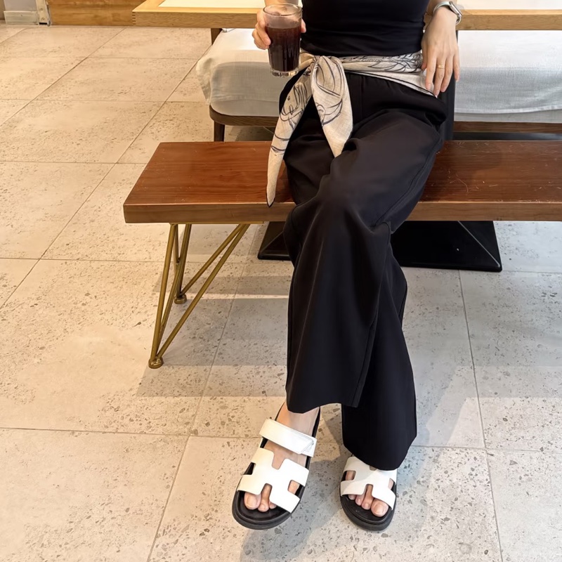 Hermes 愛馬仕 二舅拖鞋 白 38.5號-34