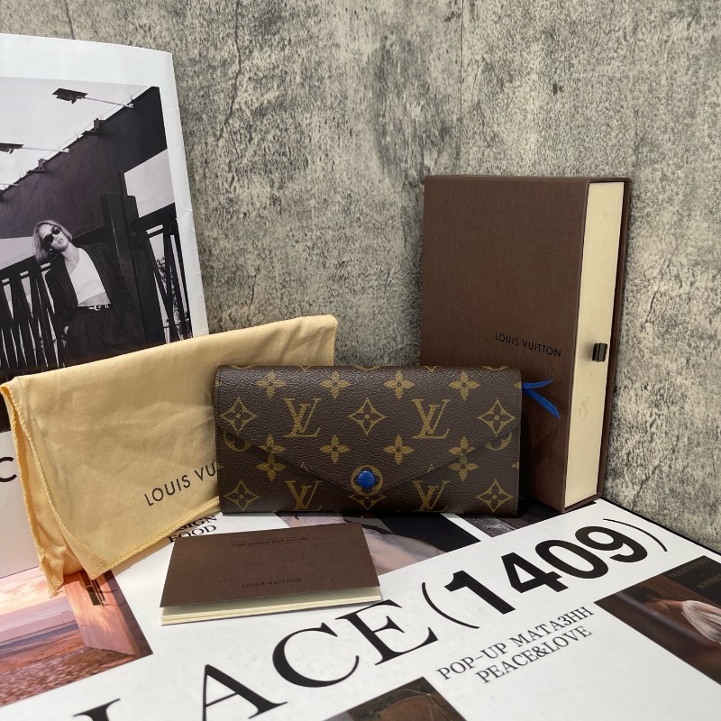 LV 豆豆長款 老花 藍色豆 有刻字 長夾-0