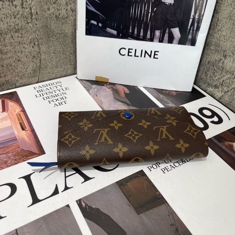 LV 豆豆長款 老花 藍色豆 有刻字 長夾-2