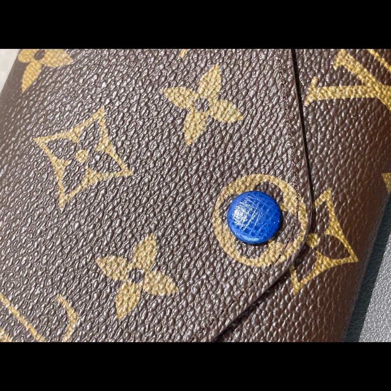 LV 豆豆長款 老花 藍色豆 有刻字 長夾-6