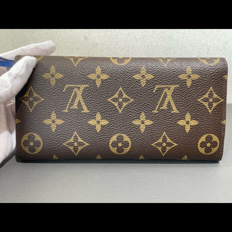 LV 豆豆長款 老花 藍色豆 有刻字 長夾-8