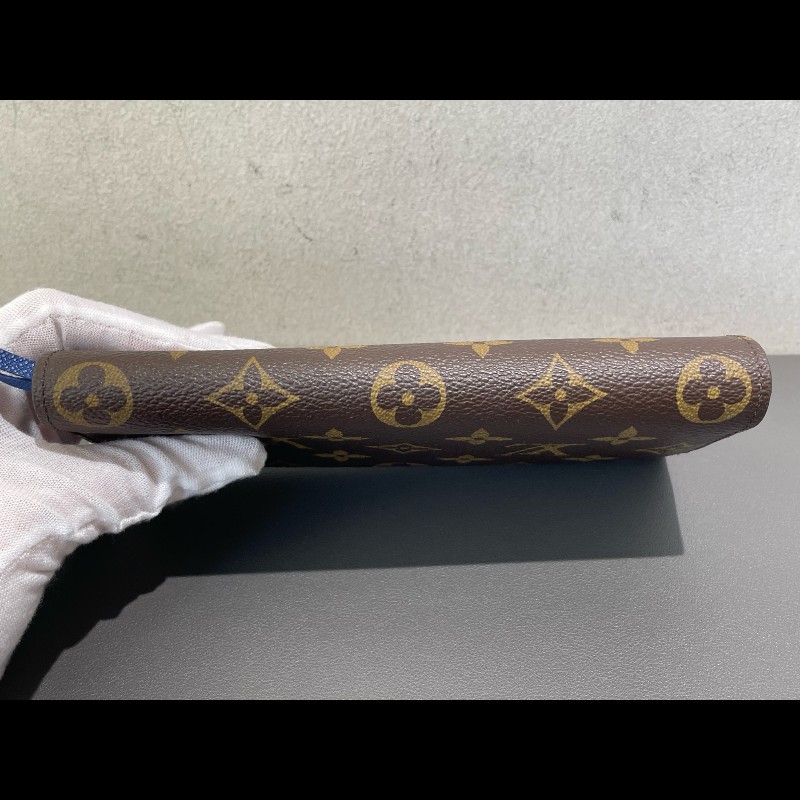 LV 豆豆長款 老花 藍色豆 有刻字 長夾-10