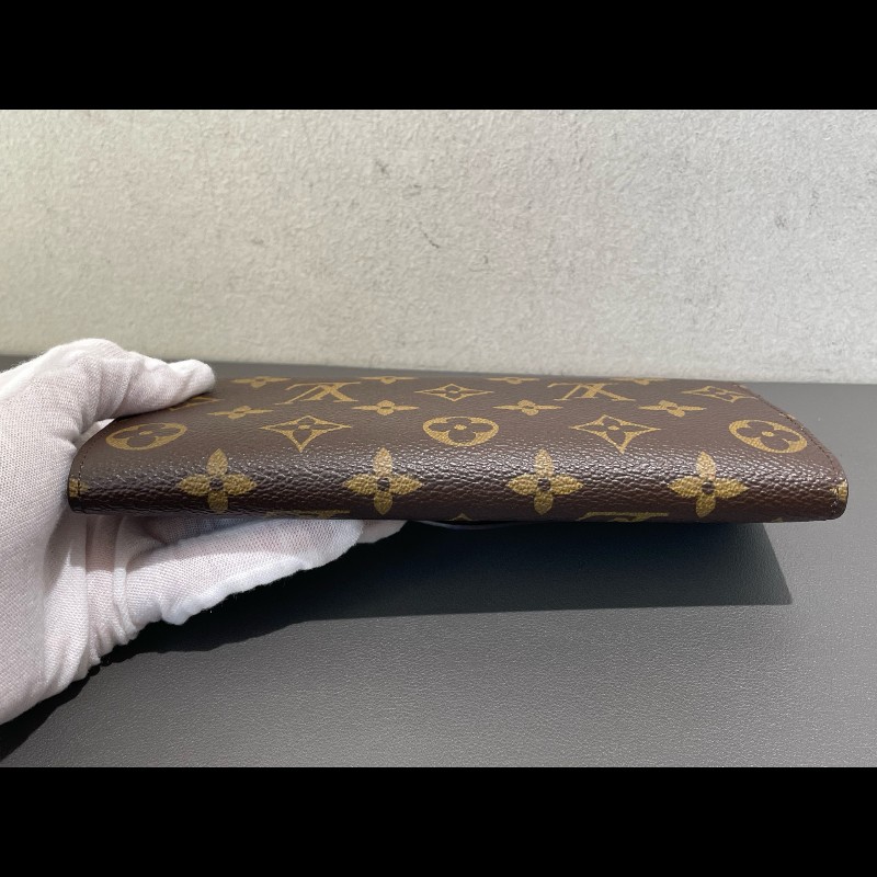 LV 豆豆長款 老花 藍色豆 有刻字 長夾-11