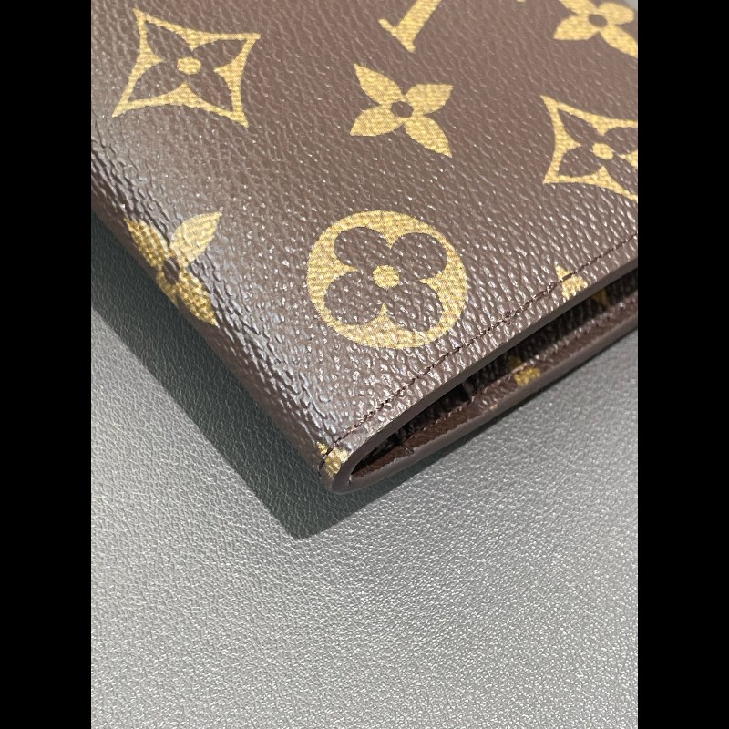 LV 豆豆長款 老花 藍色豆 有刻字 長夾-13