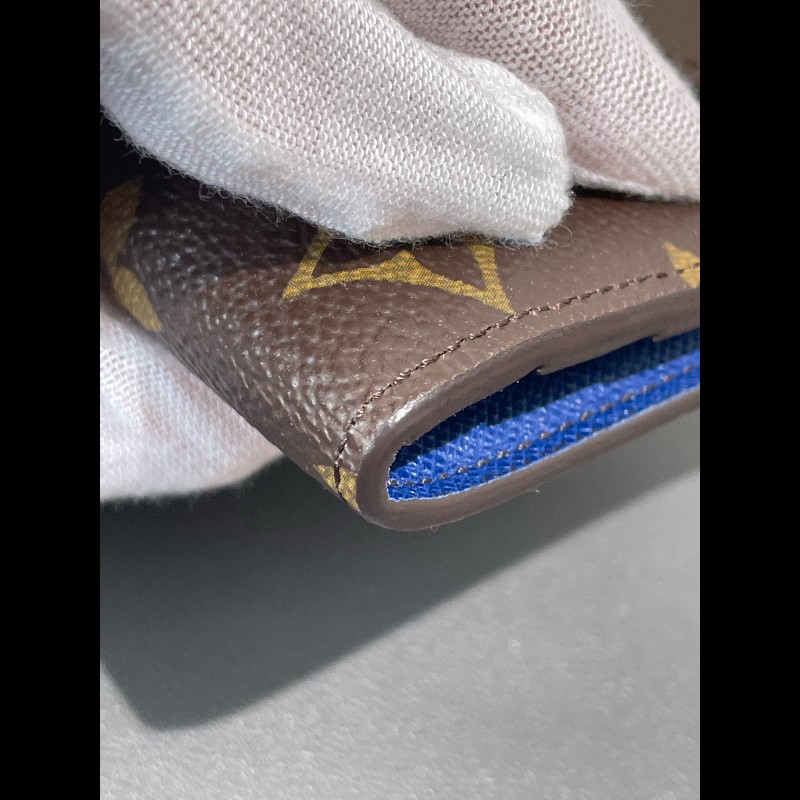 LV 豆豆長款 老花 藍色豆 有刻字 長夾-14