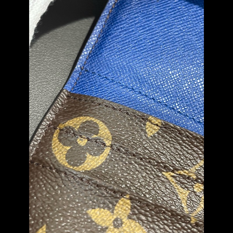 LV 豆豆長款 老花 藍色豆 有刻字 長夾-18