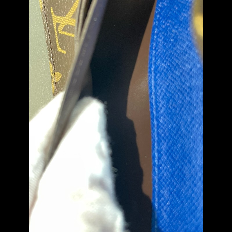 LV 豆豆長款 老花 藍色豆 有刻字 長夾-19