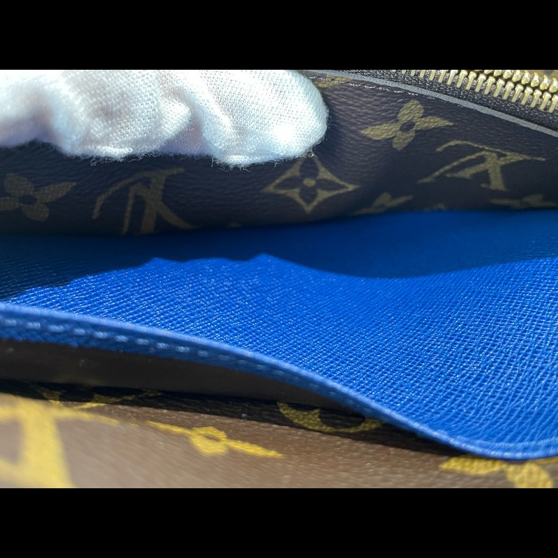 LV 豆豆長款 老花 藍色豆 有刻字 長夾-20