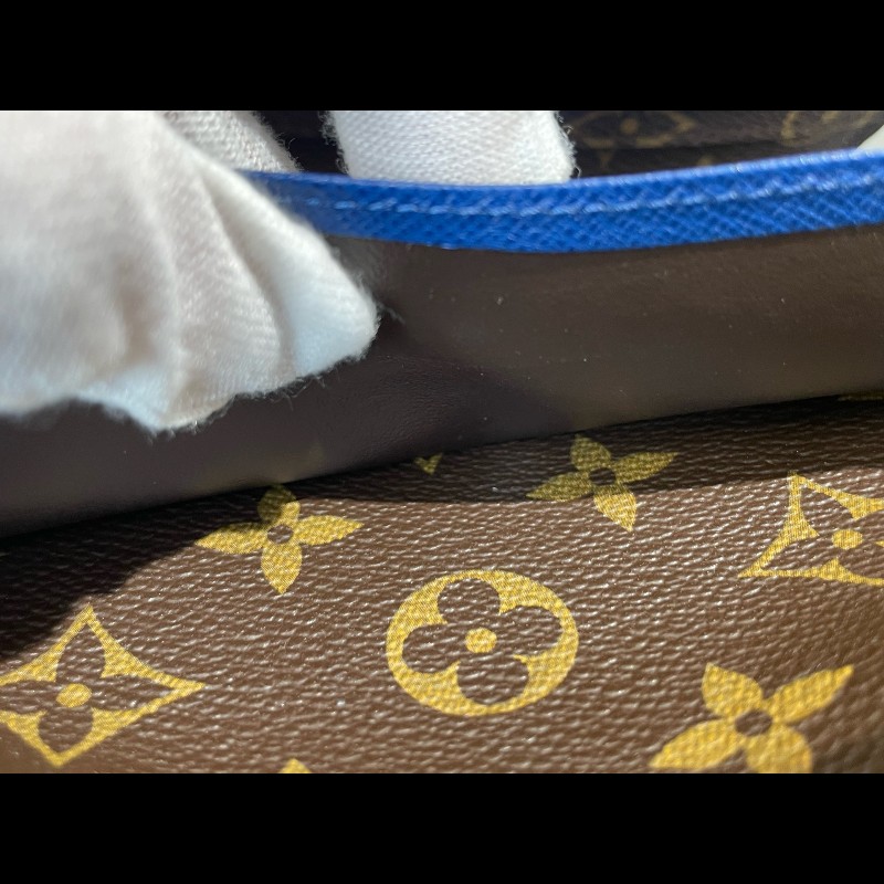 LV 豆豆長款 老花 藍色豆 有刻字 長夾-21