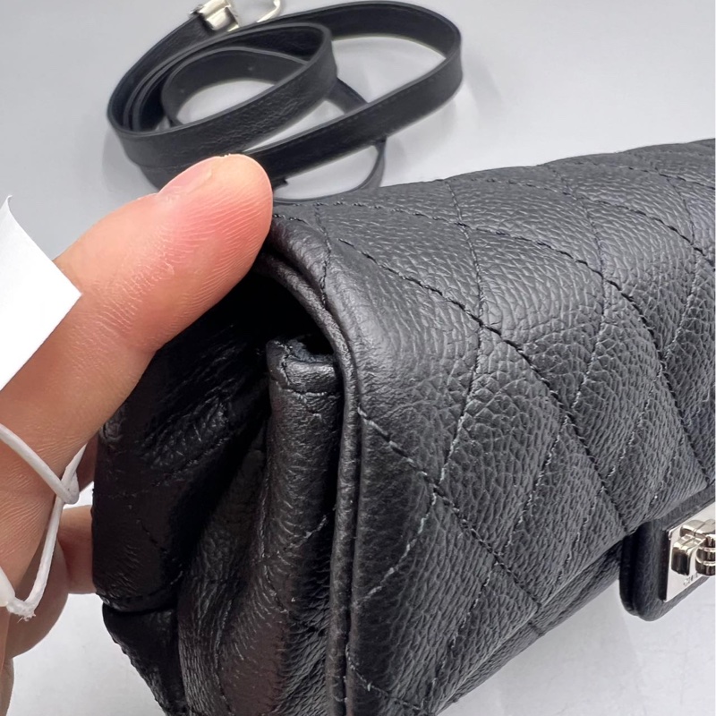 【稀有罕見✨全網最低價Chanel 2.55 waist bag黑銀魚子醬|腰包|胸包-12