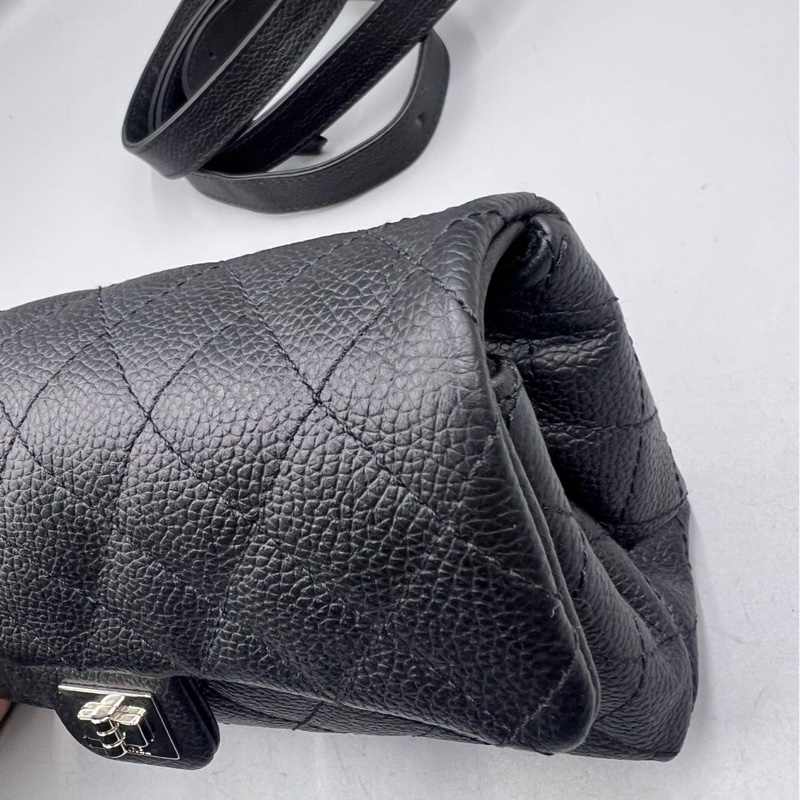 【稀有罕見✨全網最低價Chanel 2.55 waist bag黑銀魚子醬|腰包|胸包-15