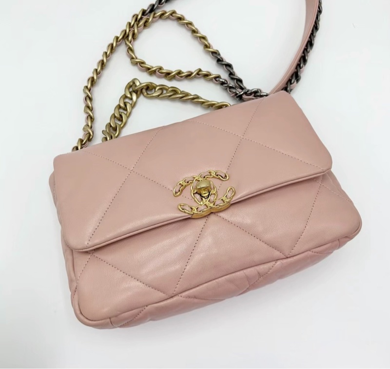 【96新 ✨ 全網最低價！】Chanel 香奈兒 櫻花粉色 金扣19bag 小號 （下單前先詢問庫存❗️）-3